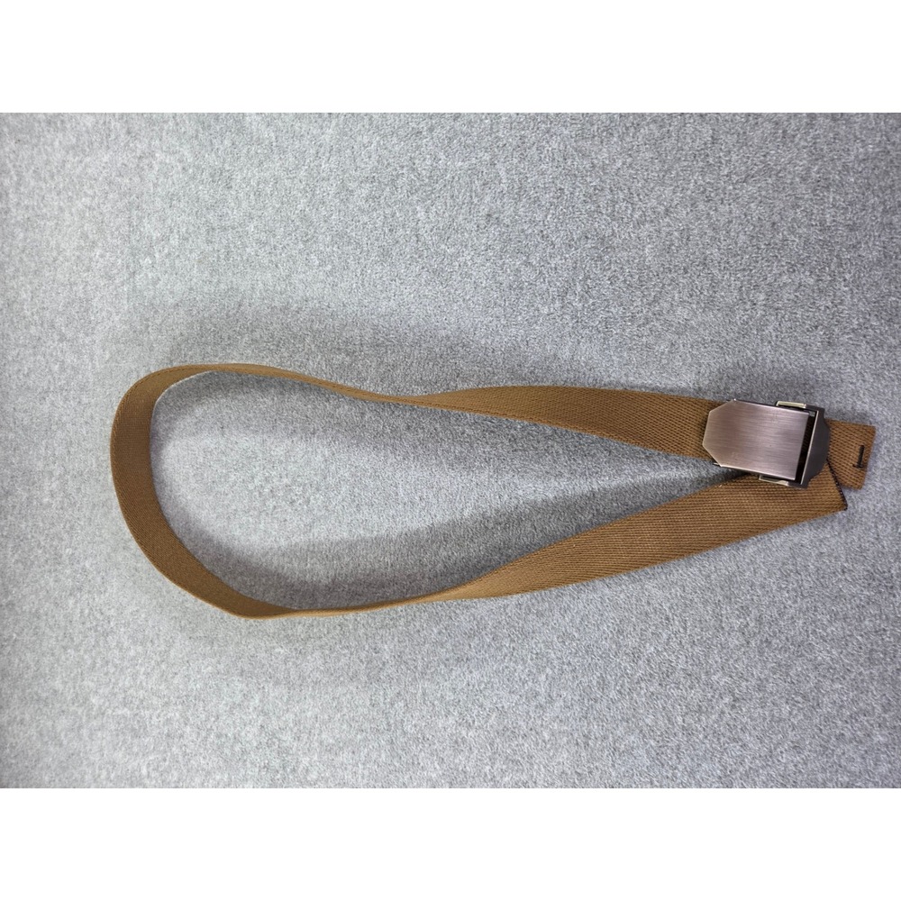 Cabelas Mens Brown Webbed Canvas Casual Belt Metal Buckle Adjustable Outdoor